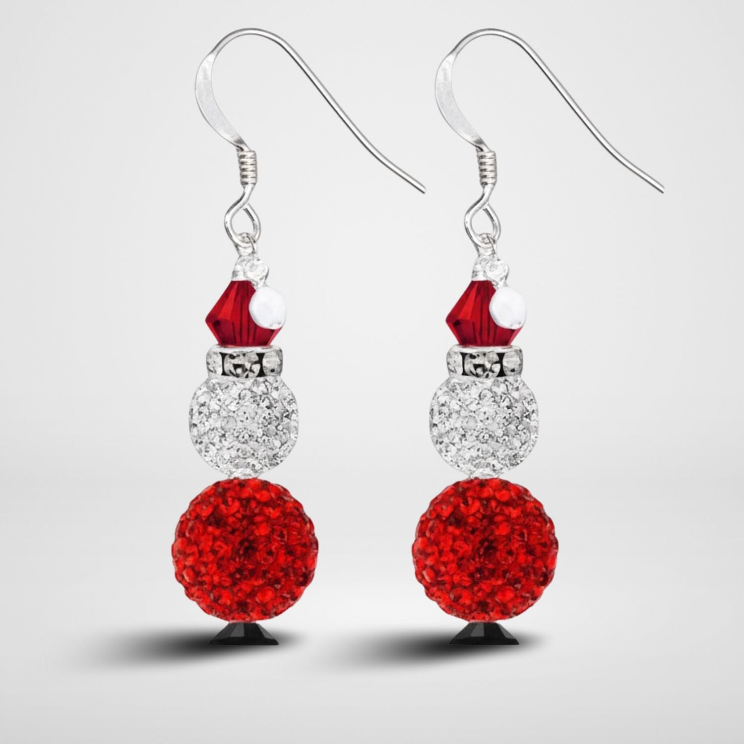 Sparkling Pave Santa Christmas Earrings