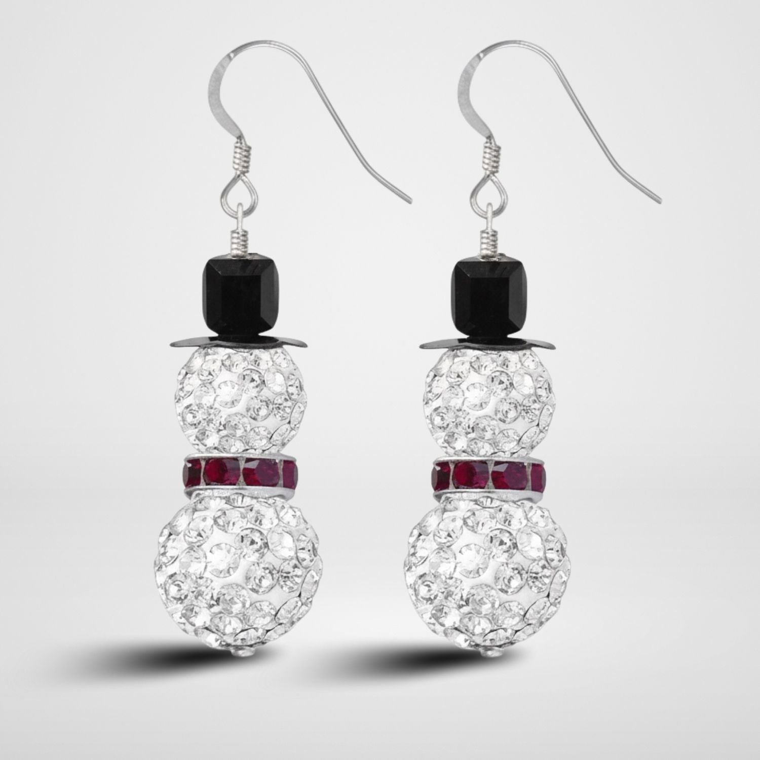 Sparkling Pave Snowman Christmas Earrings