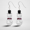 Sparkling Pave Snowman Christmas Earrings