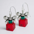 Sparkling Red Christmas Present Earrings